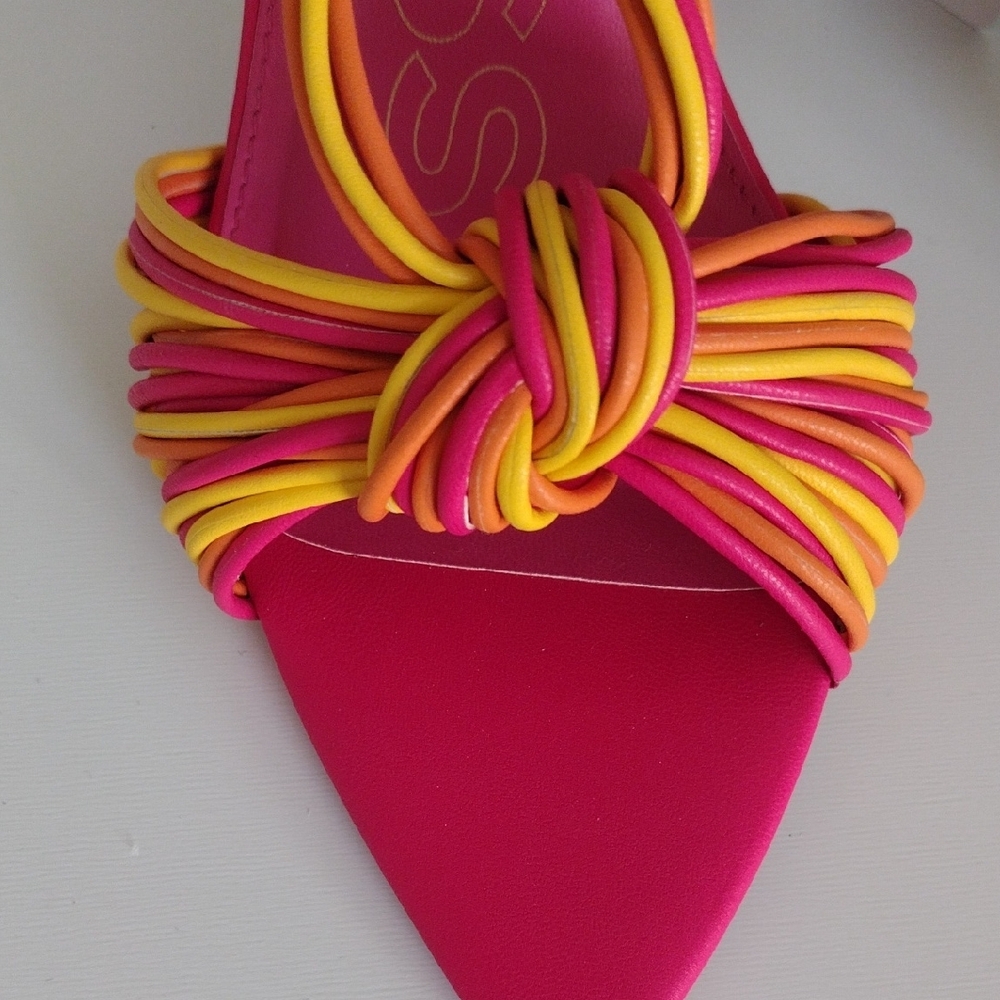 Express Pink and Yellow Strappy Heels - Picture 6 of 15